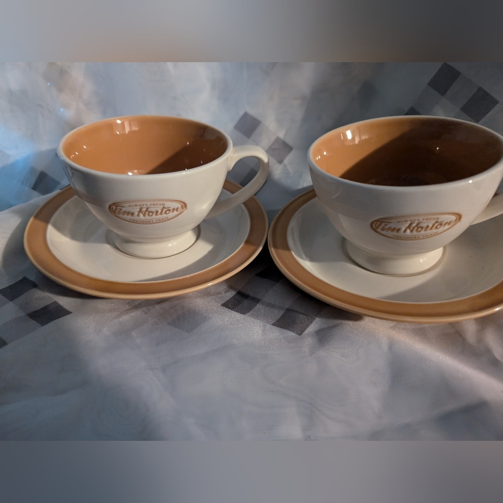 Set of Tim Hortons Always Fresh Teacups and Saucers